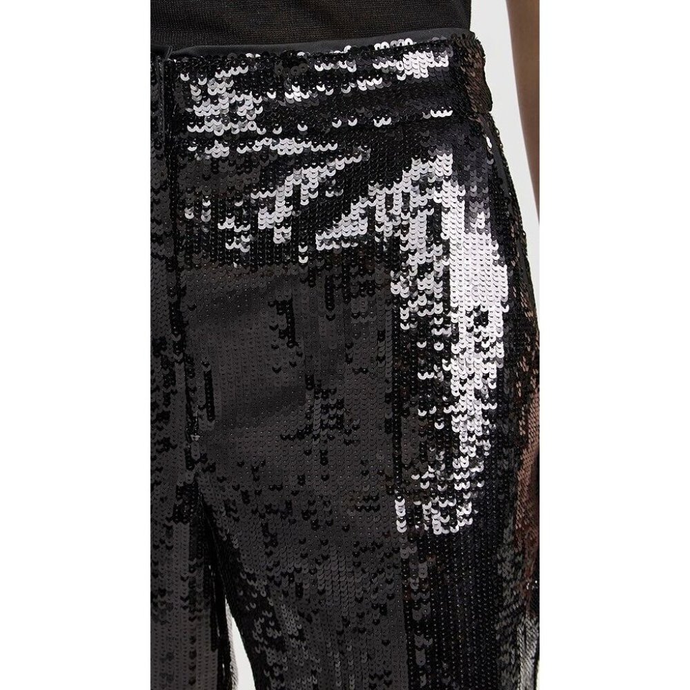 NWT Theory Relax Straight Ankle Crop in Black Allover Sequin Pants 2 $395 - Picture 3 of 11